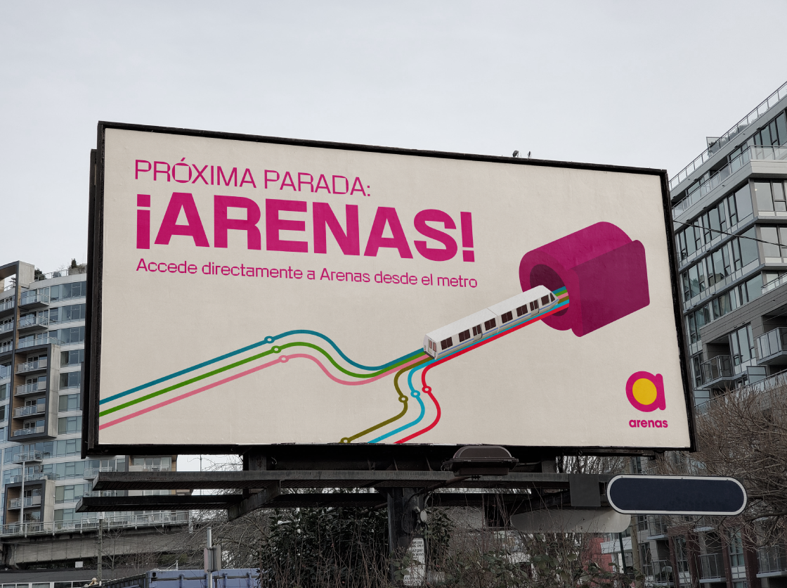 valla de campaña de nuevo acceso de metro de Arenas de Barcelona