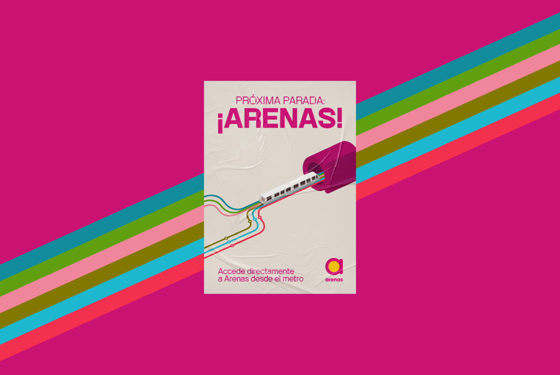 cartel de campaña de nuevo acceso de metro de Arenas de Barcelona
