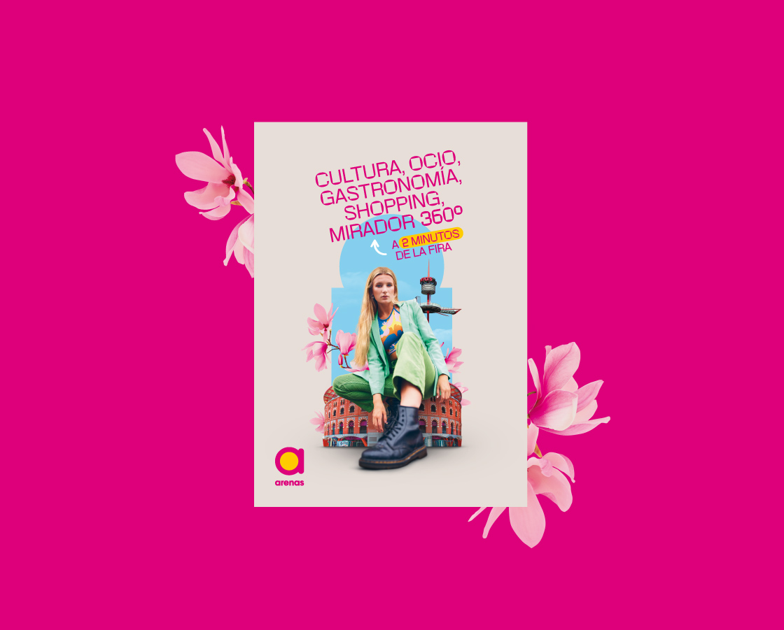 cartel con el anuncio corporativo de Arenas de Barcelona