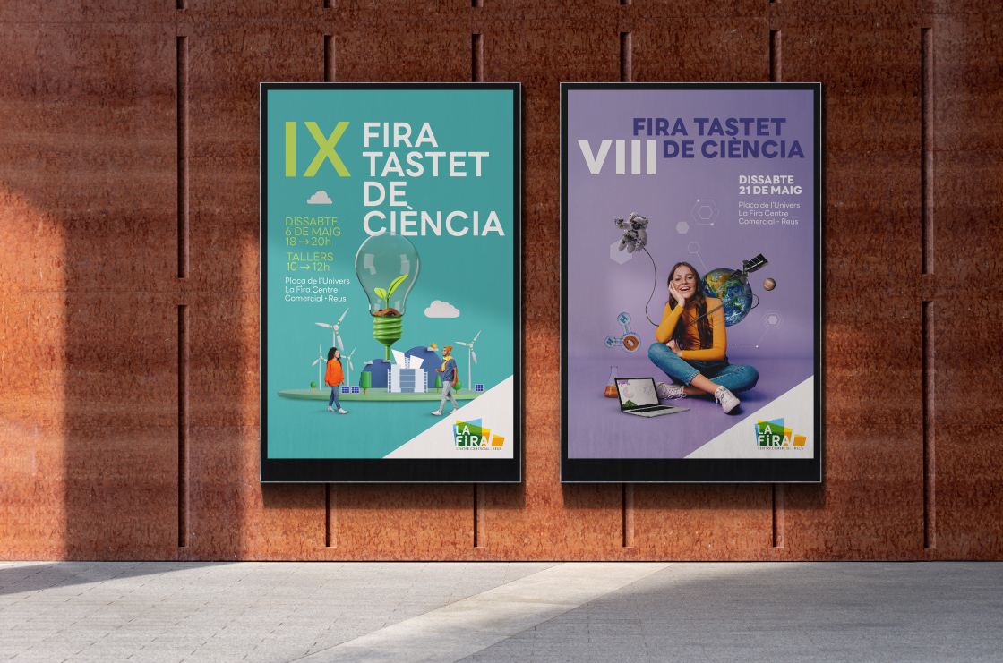 carteles de la campaña de Tastet de Ciència de La Fira Centre Comercial
